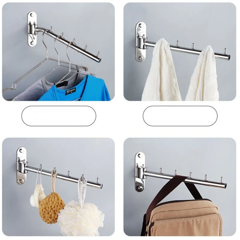 Stainless Steel Storage Rack Waterproof Rust Proof Hotel Home Furniture Towel Coat Bags Hangers Shelf Foldable Balcony Bathroom