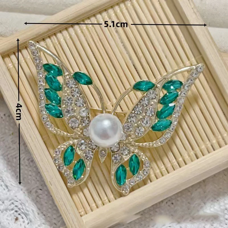 1 PCS butterfly rhinestone boutonnier brooch women's high-end temperament chest flower pin trend accessories clothing accessory