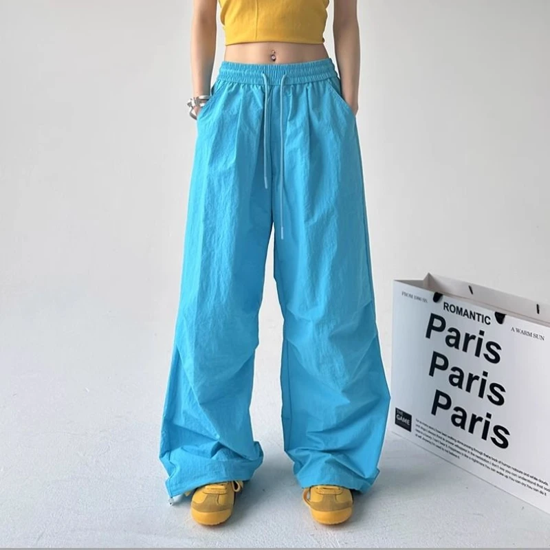 

Loose High Street Wide-leg Casual Work Pants Lake Blue American Sports Pants