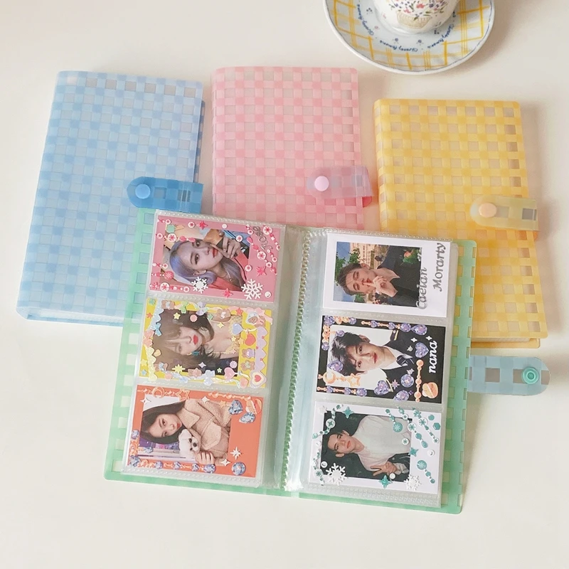 120Pockets 3-Inch Album Plaid Kpop Photo Card Holder Book Idol Instax Album Name Card  Photo Business Card Book