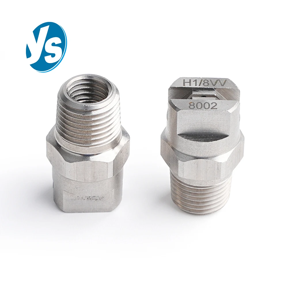 جودة عالية 1/8 "1/4" 15 ~ 110 درجة SS304 مروحة مسطحة HVV HU فوهة الرش ، تنظيف المصنع الصناعي ، غسل إزالة الغبار