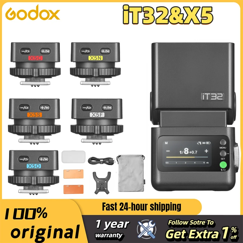 Godox iT32 iFlash caméra Flash TTL HSS tête rotative sur caméra Flash lumière X5 C/S/N/F/O sans fil TTL déclencheur de Flash magnétique