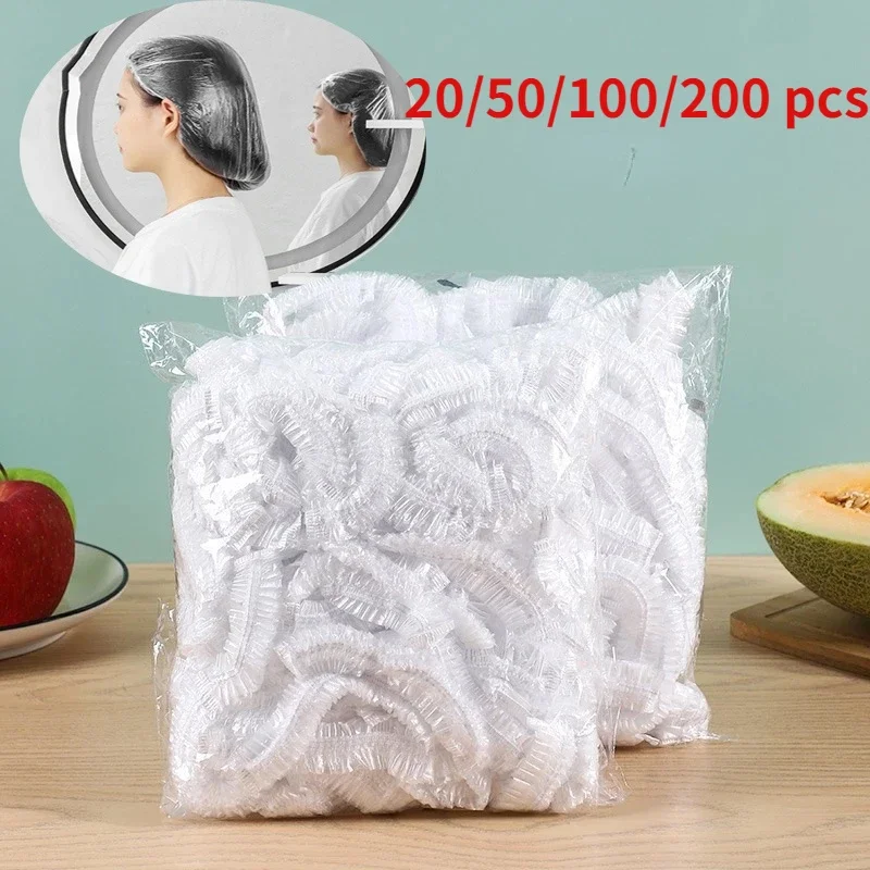 Bonnet de douche en forme de poulet élastique, bonnet de bain non tissé pour extension de cils, bonnet de cheveux transparent et imperméable, 20-200 pièces