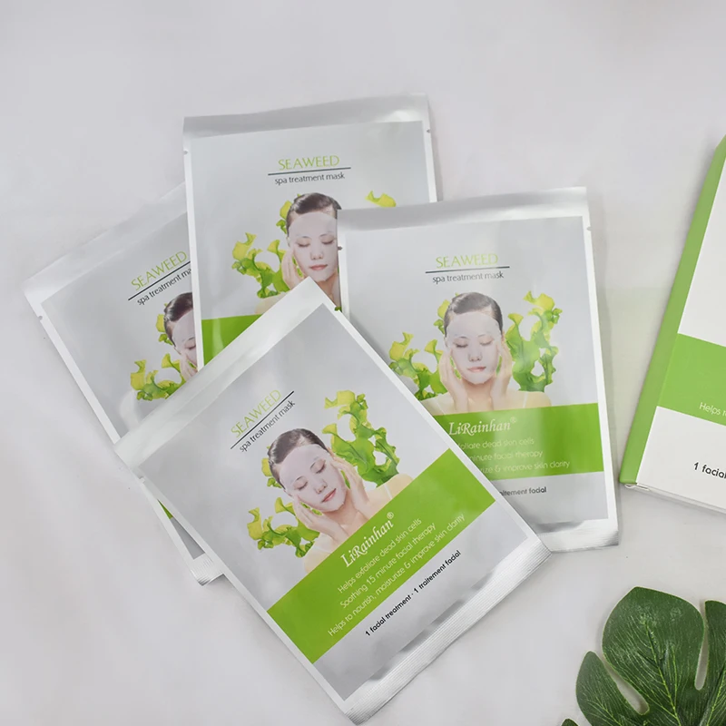 5PCs Seaweed Extract SPA Facial Mask Soothing Nourishing Moisturizing Exfoliating Smoothing Improving Elasticity Hyaluronic Acid