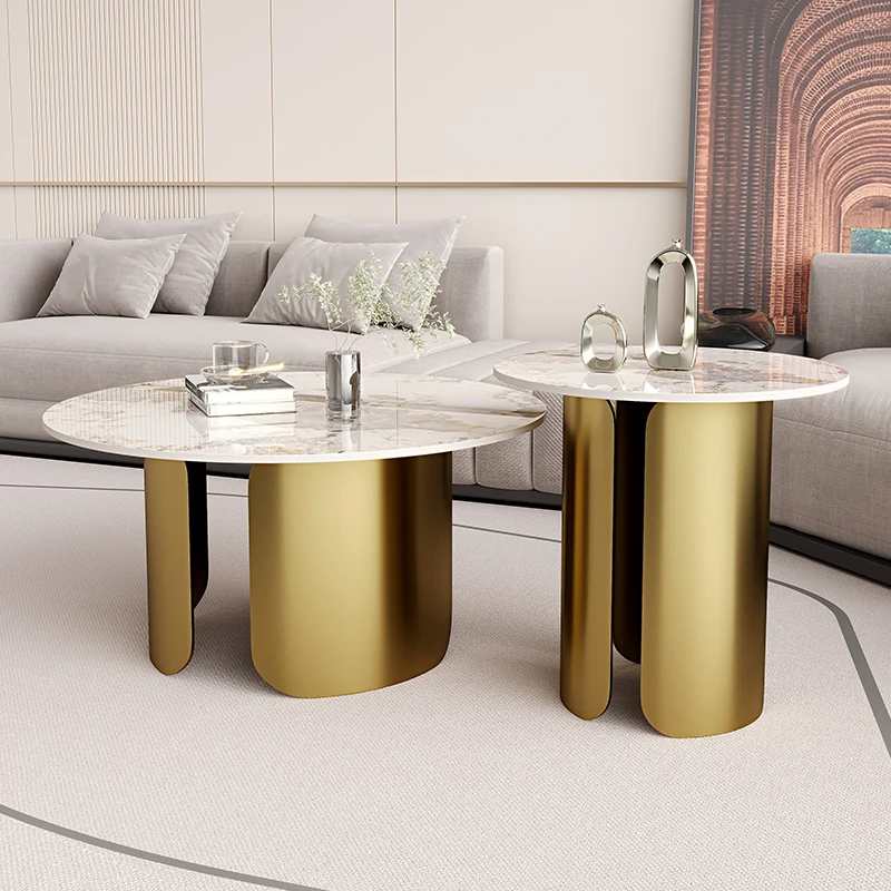 Italy Luxury Coffee Tables Ornaments Marble Top Round Center Tray Sofa Coffee Tables Aesthetics Stolik Kawowy Home Furnitures