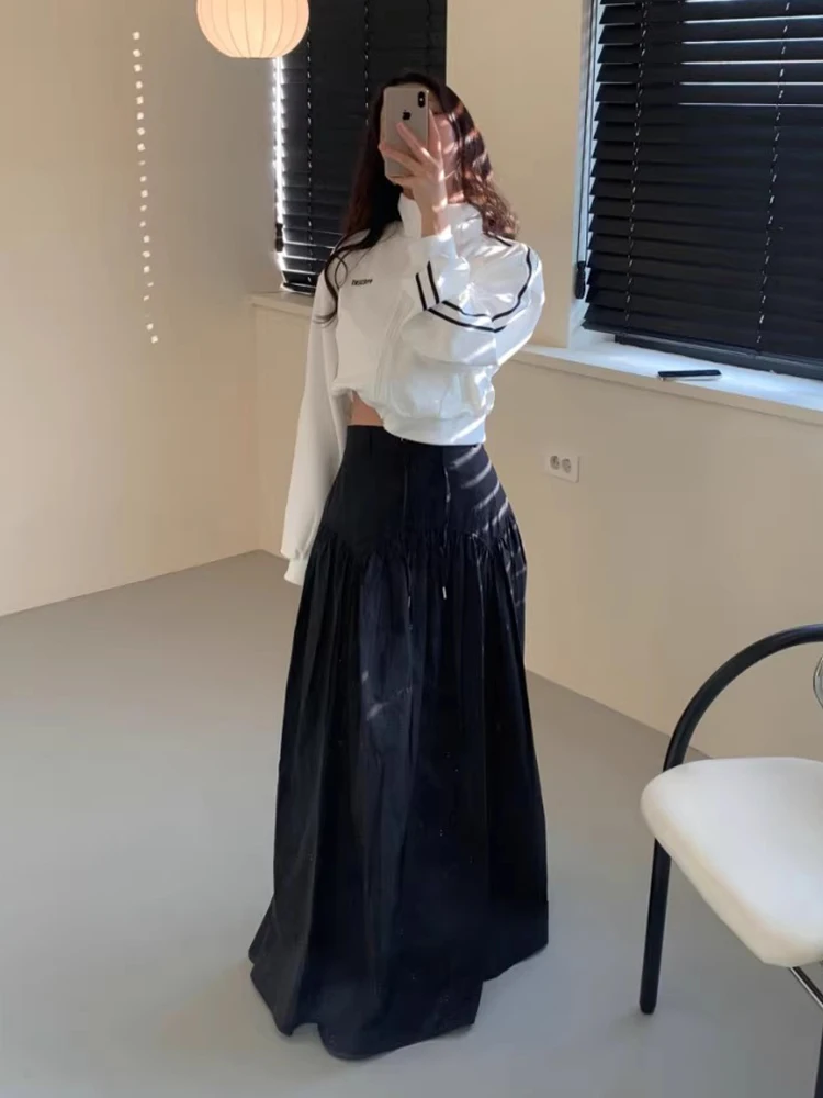Saia Midi Branca E com Cintura Alta e Cinto, Saia em A para Mulheres, Estilo Slimming, Nova Coleção de Primavera, 00%...
