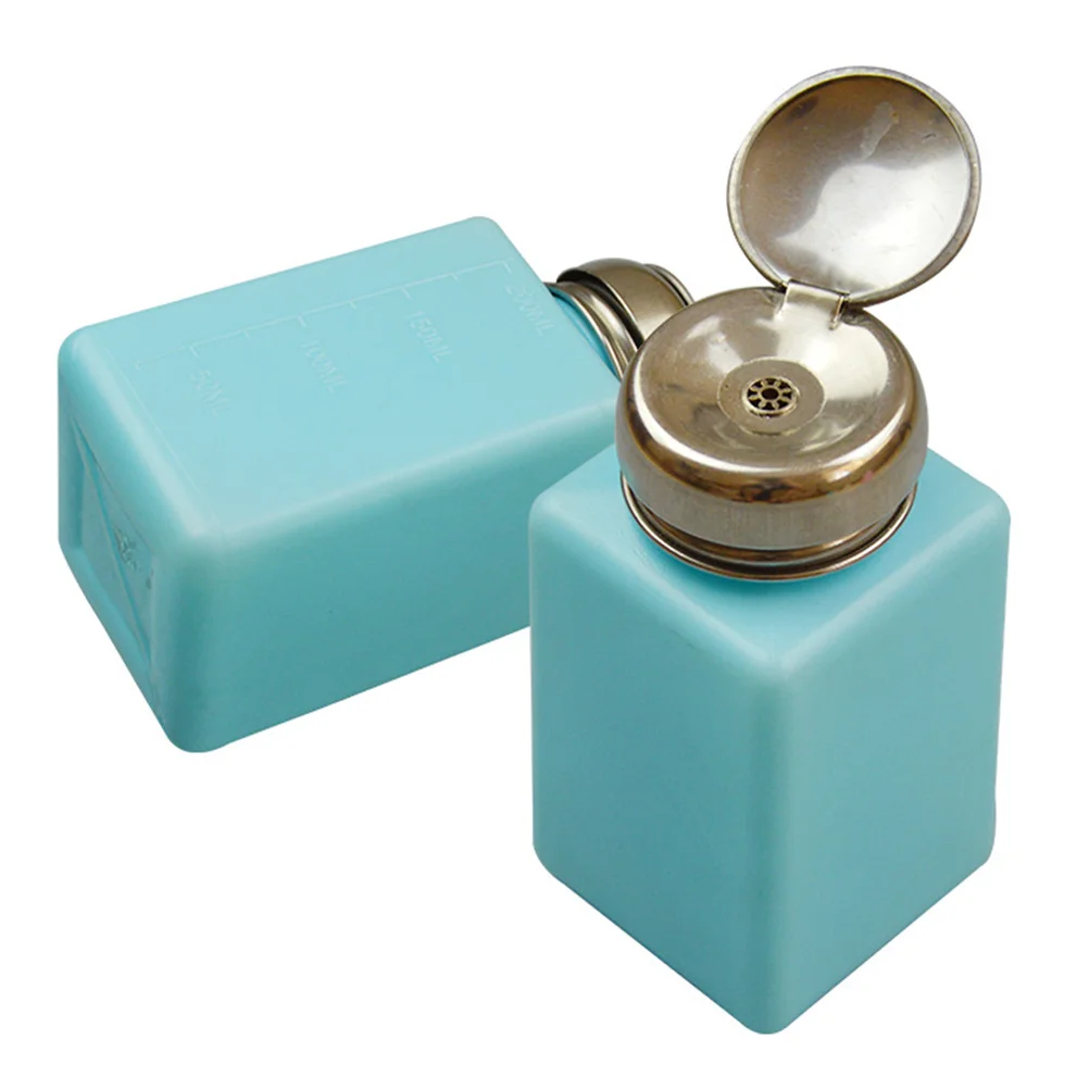 Bouteille d'alcool antistatique de 200Ml, corps métallique facile à nettoyer avec couvercle pour démaquillant, traitement des ongles, pompe de stockage de liquide