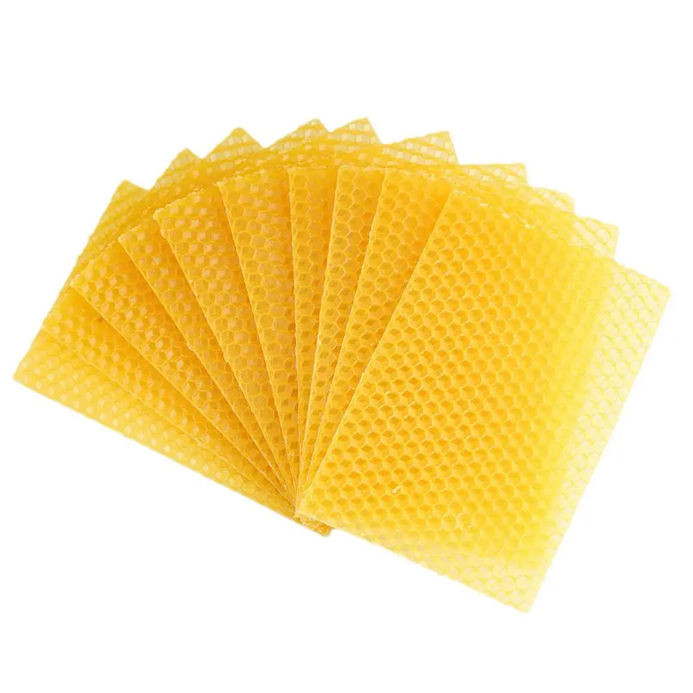 10Pcs Natural Beeswax Sheets Honeycomb Sheet Hive Cell Frame Wax Foundation for Candle Making Craft Beekeeping DIY Supplies