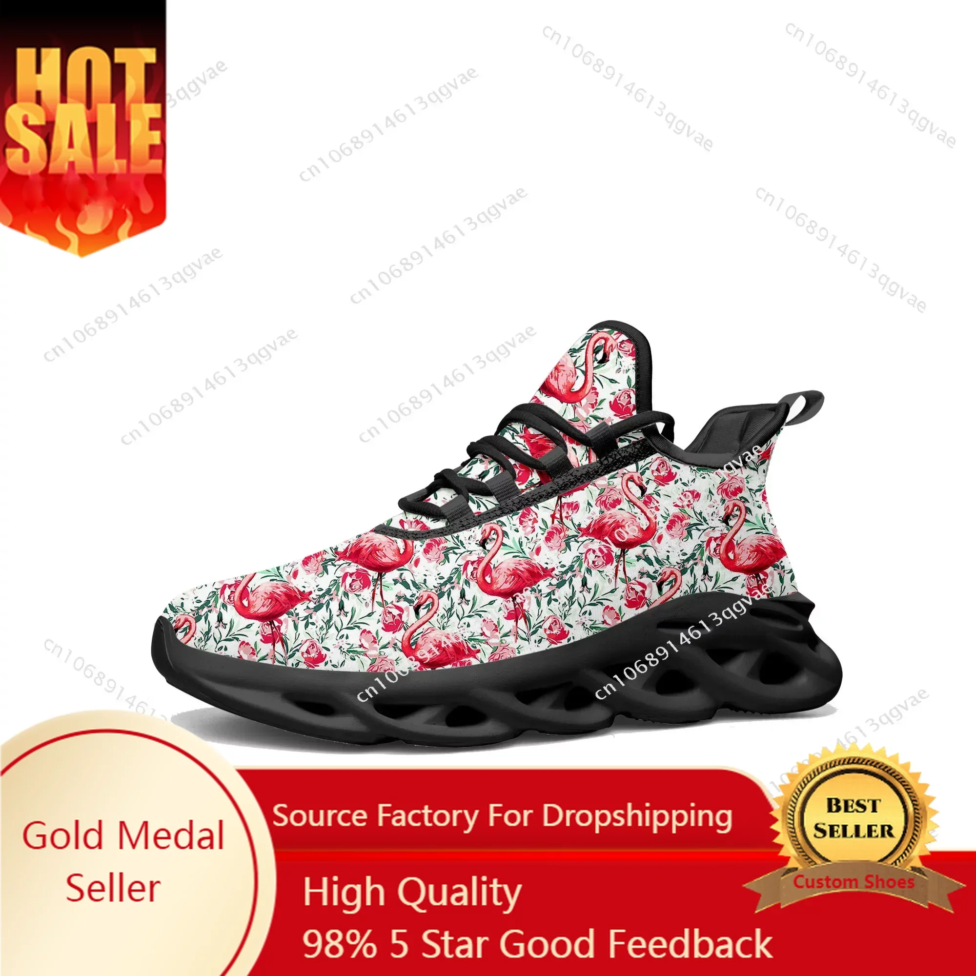 

Flamingo Printed Flats Sneakers Mens Womens Sports Running High Quality Sneaker Lace Up Mesh Footwear Tailor-made Shoe Black