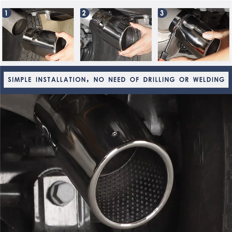 

ABXV-2Pcs For Mercedes Benz C180 Car Exhaust Muffler Tip Stainless Steel Pipe Chrome Modified Car Rear Tail Throat Liner Accesso