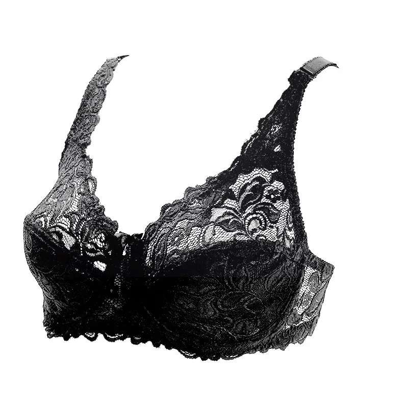 Lace Sheer Ladies DE Big Bra Cup Ultra Thin Sexy Breathable Lingerie with Underwire Embroidery Floral Bra Plus Size Bra