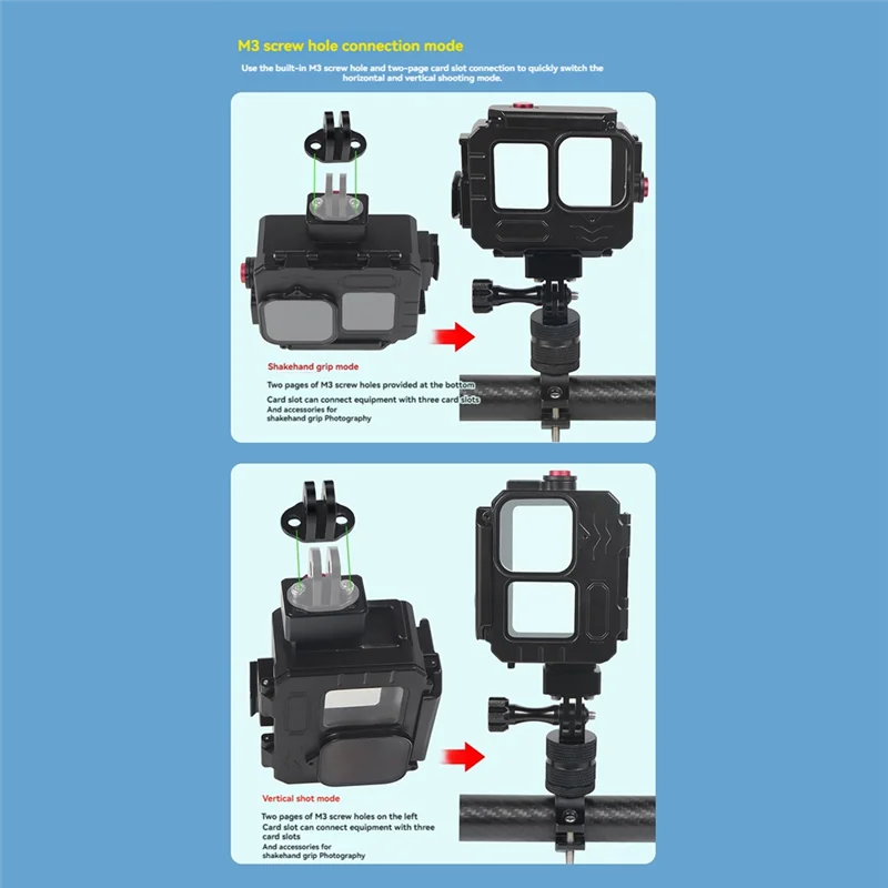 

ABZZ-80M Waterproof Case For Gopro12/11/10 Aluminum Underwater Deep Diving Housing Protective Case With 52Mm Filter Mount