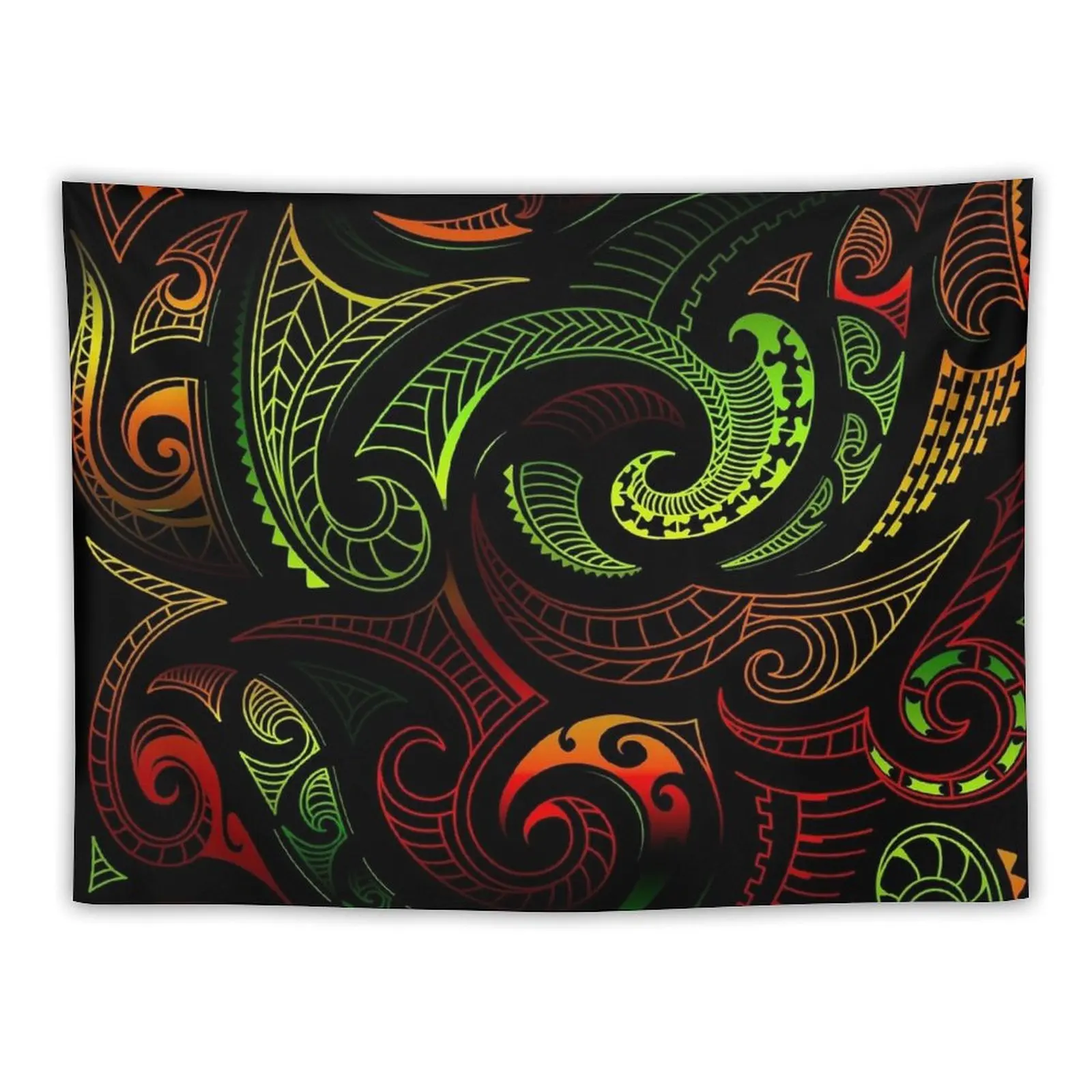 

Māori Earth Tones Tribal New Zealand Māori Tattoo Design Tapestry Art Mural Room Decoration Aesthetic Tapestry