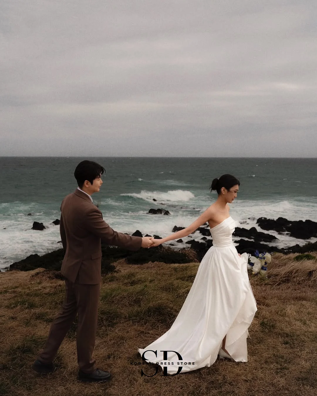 Sondr simples coreano vestidos de casamento sem alças vestido de noiva personalizado ao ar livre elegante uma linha vestidos de casamento snap