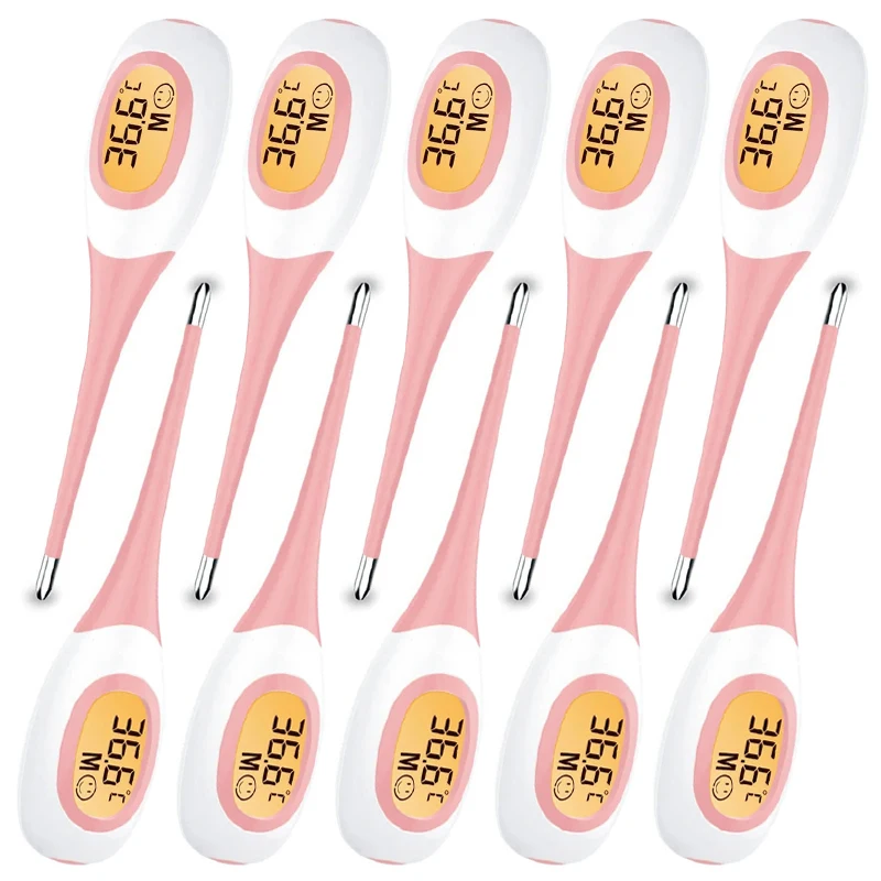 

10PCS Silicone Fast 9S Thermometer for Fever Digital Infrared Basal Body Thermometer Oral Armpit Rectal Temperature LED Display