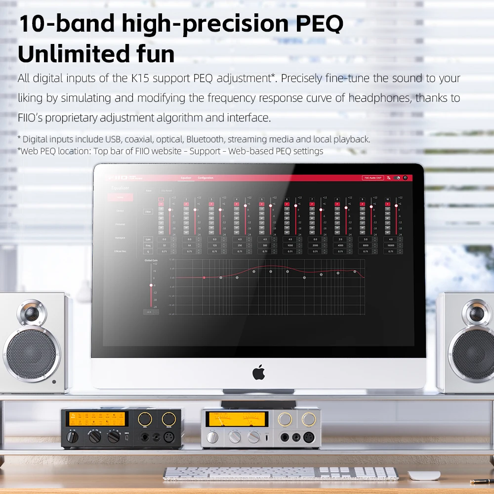 FiiO K15 Full Balance HiFi DAC وسماعة الرأس AK4497Sx2، بلوتوث 5.1 LDAC، USB يدعم DSD512 محوري/بصري/XLR4