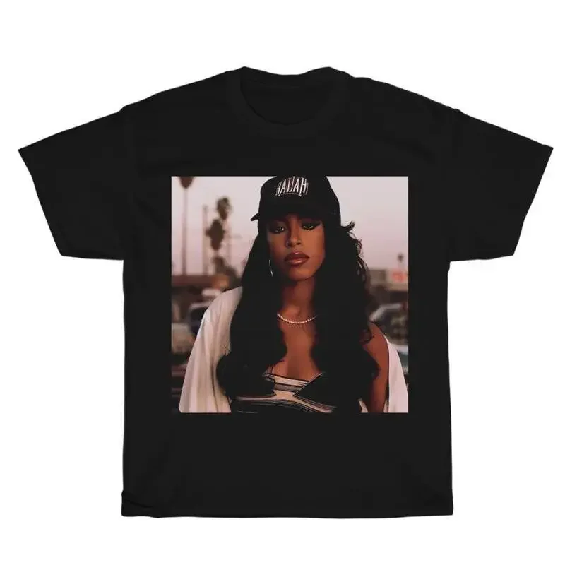 

Vintage Aaliyah Graphic Tees for Unisex Bootleg Rap Pattern Tops Rap Gift for Him Her Print T-shirts Casual Cotton Shirts