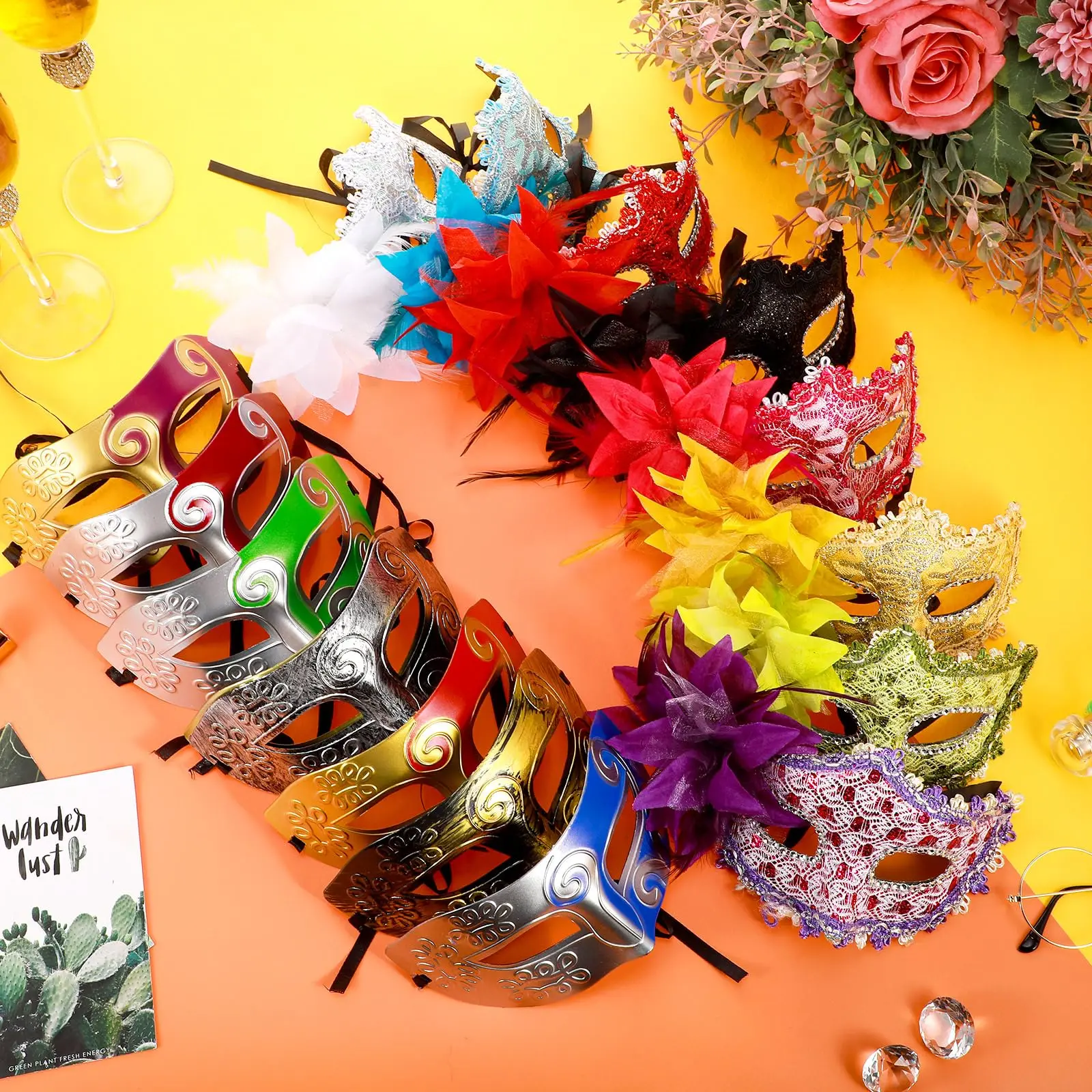 16/32Pcs Masquerade Masks Mardi Gras Carnival Mask Venetian Masks Vintage Antique Masks Unisex Half Face Party Masks 8 Colors