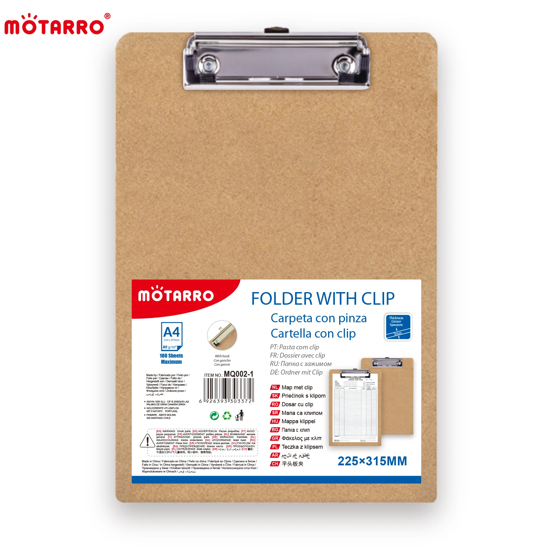 MOTARRO A4/A5 Tablet Folder Menu Writing Clipboard Paper Organizer Memo Density Board Flat Head Plate Clamp Office Stationary