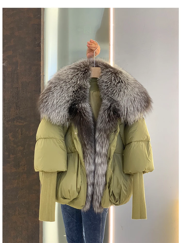 2026 Winter Real Fox Fur Collar White Duck Down Padded Down Jacket Regular Fashion Warm Big Fur Collar Women's Coat
