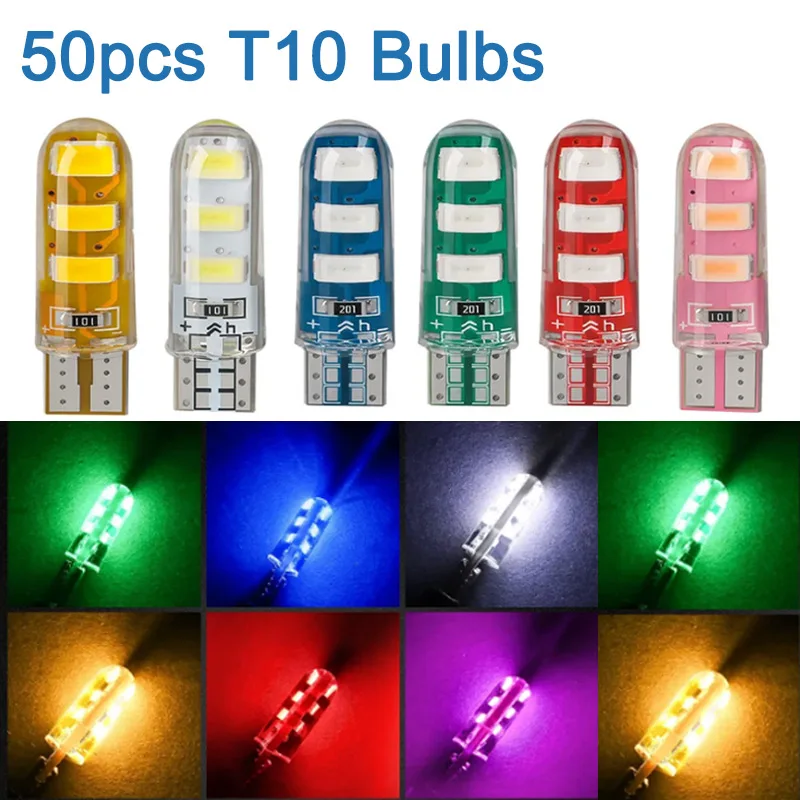 

50X T10 W5W 194 Led Canbus Bulbs 6000K Strobe Brake Taillight Position Light Turn Signals Directional Flashing Light 12v White