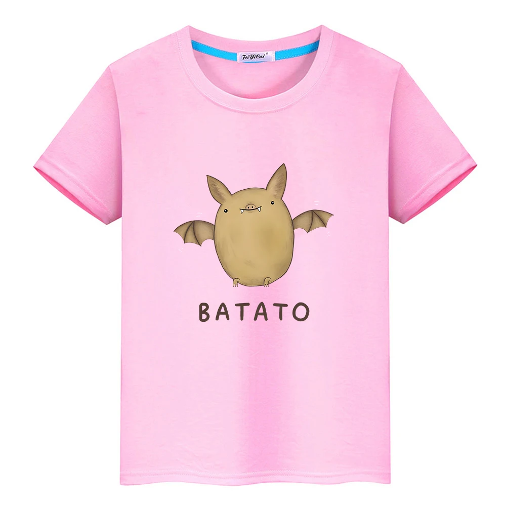 Potato Batato Cartoon T-shirt 100% Cotton Short Sleeve Graphic Tee-shirt for Children Kawaii Boys/Girls Casual Tshirts Cute Soft