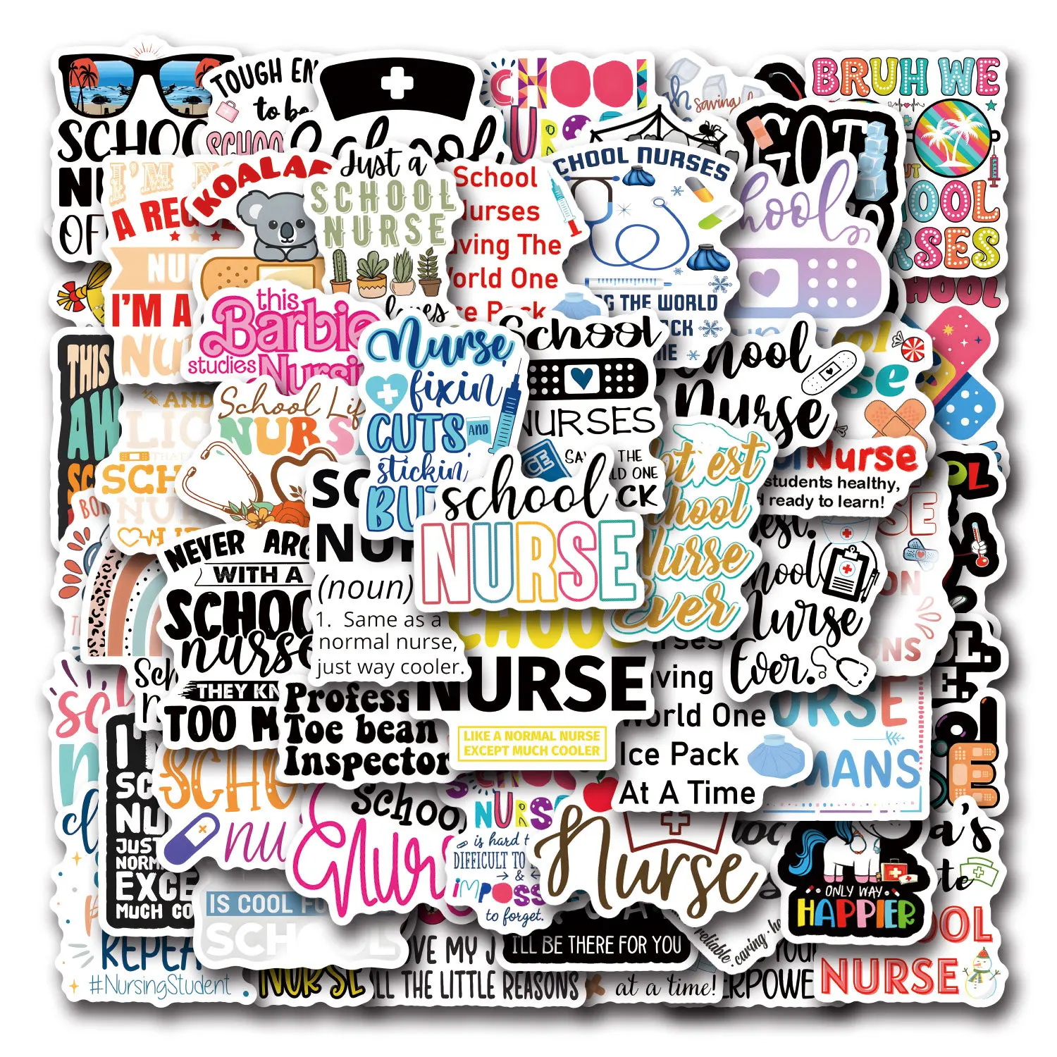 

10/30/55PCS School Nurse Stickers Funny Graffiti Sticker DIY Decals Scrapbook Laptop Phone Guitar Car Bike Skateboard Kids Toys