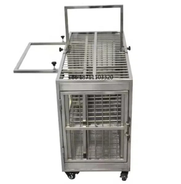 USMILEPET Stainless Steel Veterinary Clinic Equipment Pet Injection Cage Folding Solid Animal Cage For Pet Hospitals