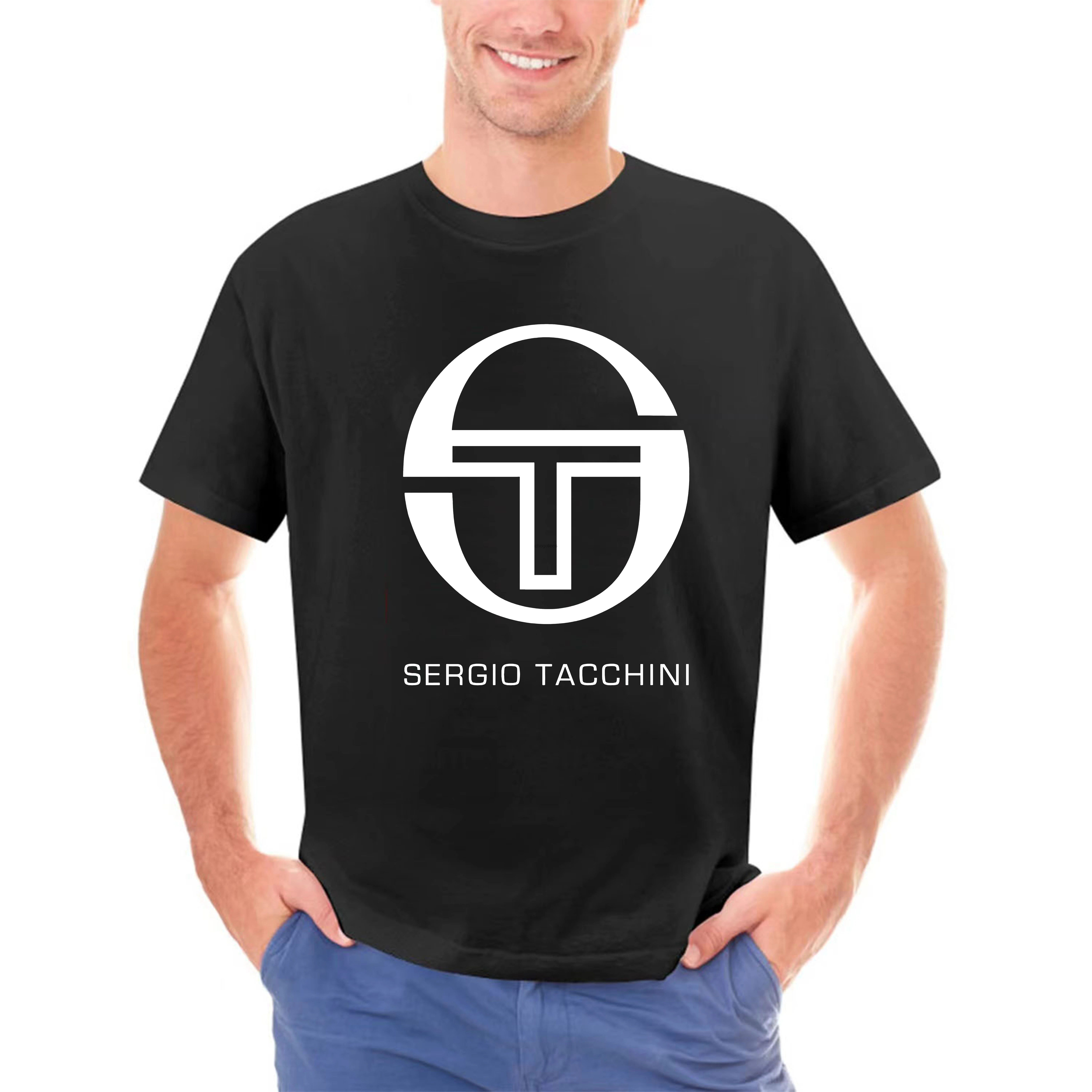 T-shirt da uomo con logo Sergio Tocchini, top in cotone con stampa