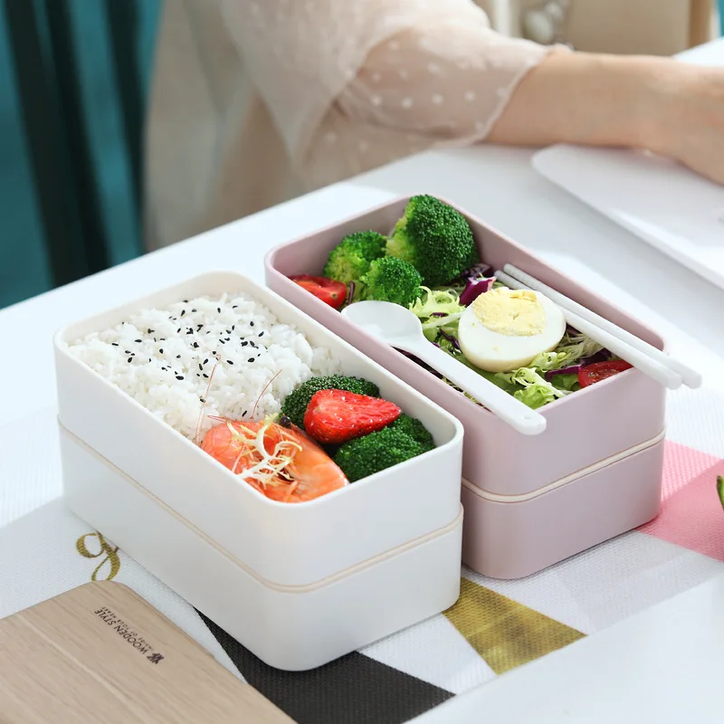 Internet Red Japanese Double Layer Lunch Box Plastic Latti: The Ultimate Lunchtime Companion for Style and Convenience