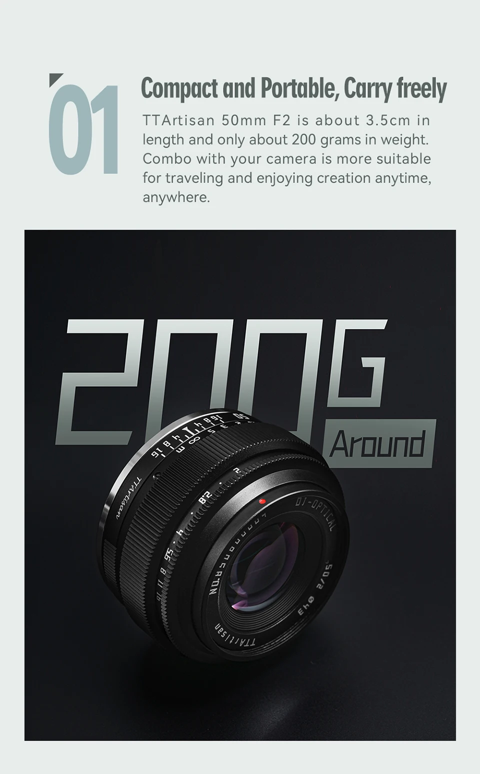 TTArtisan 50mm F2 Große Blendenöffnung Vollformat Porträt-Objektiv Kompatibel mit Sony E A7RIII Canon RF Nikon Z ZFC Z5 – Detail 6