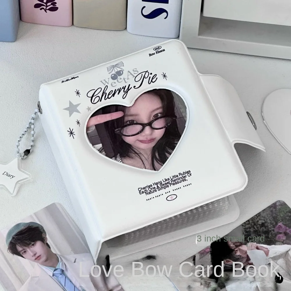 Cute Pudding puppy Card Album PVC 3 Inch Mini Idol Card Collect Book Love Bow with 16 Internal Pages Postcard Book