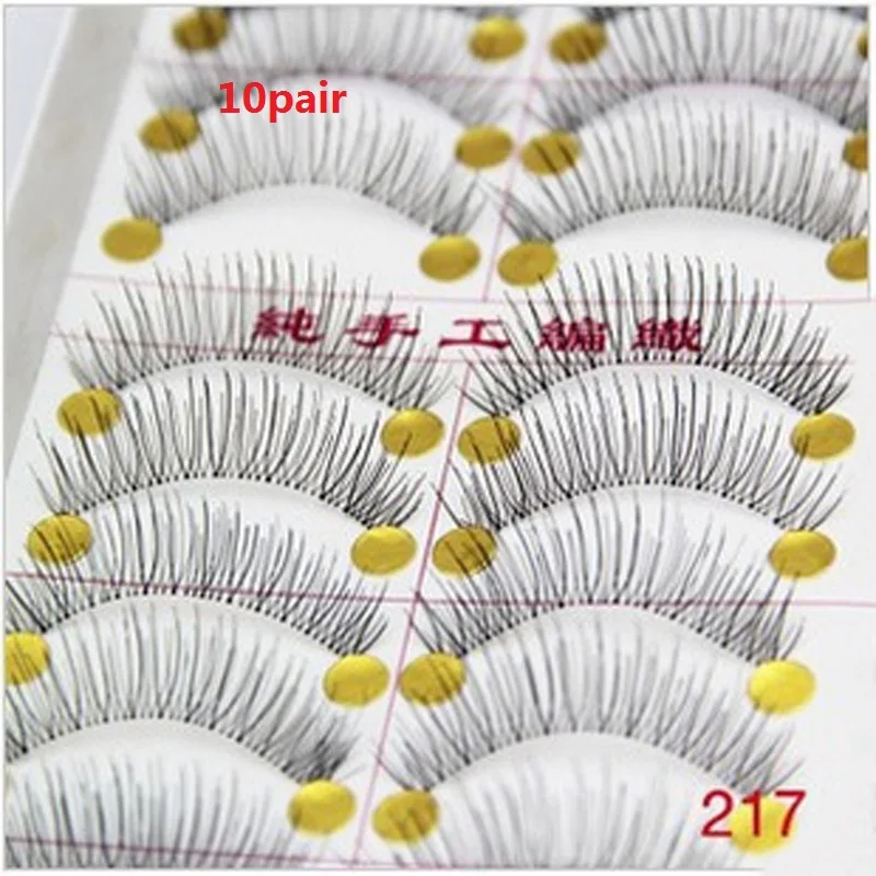 10Pair Makeup False Eyelashes Natural Long Handmade Fluffy Handmade Training Lashes Fake Lashes Extension Makeup Tool Lashes