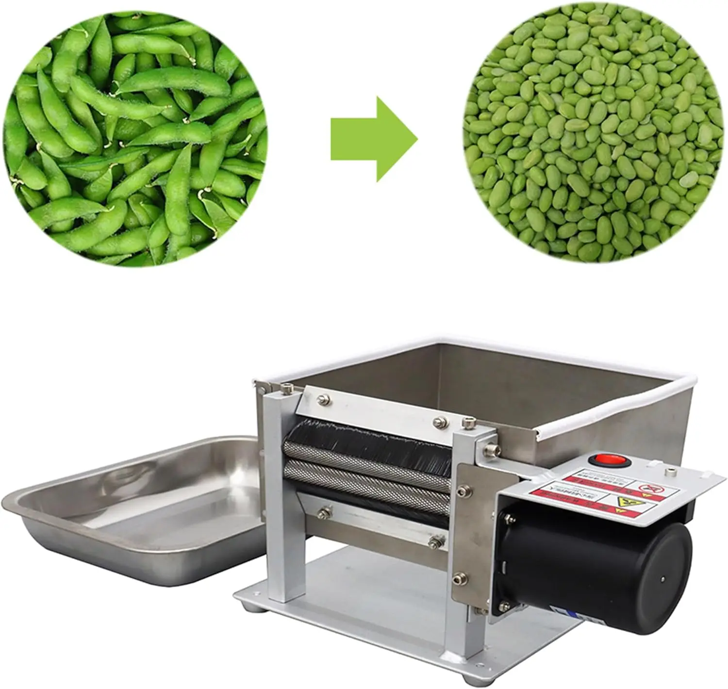 Erbsen-Schälmaschine, kleiner Edelstahl-Schälmaschine für grüne Bohnen, kommerzieller Bohnen-Erbsen-Schäler, elektrische Erbsen-Bohnen-Schälmaschine, 220 V