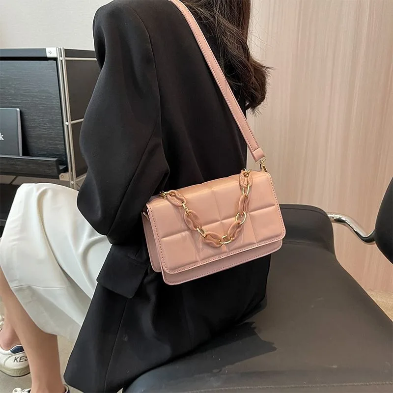 Women 2024 New Niche Design Solid Color Wallet Exquisite Simple Versatile Cross-body Handbag Small Square Shoulder Bag Mochila