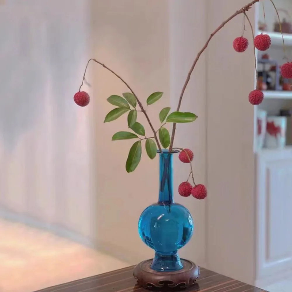 Frosted Transparent Glass Vase Narrow Mouth Modern Spherical Glass Vase for Fresh Dried Flower Table Centerpiece Decor