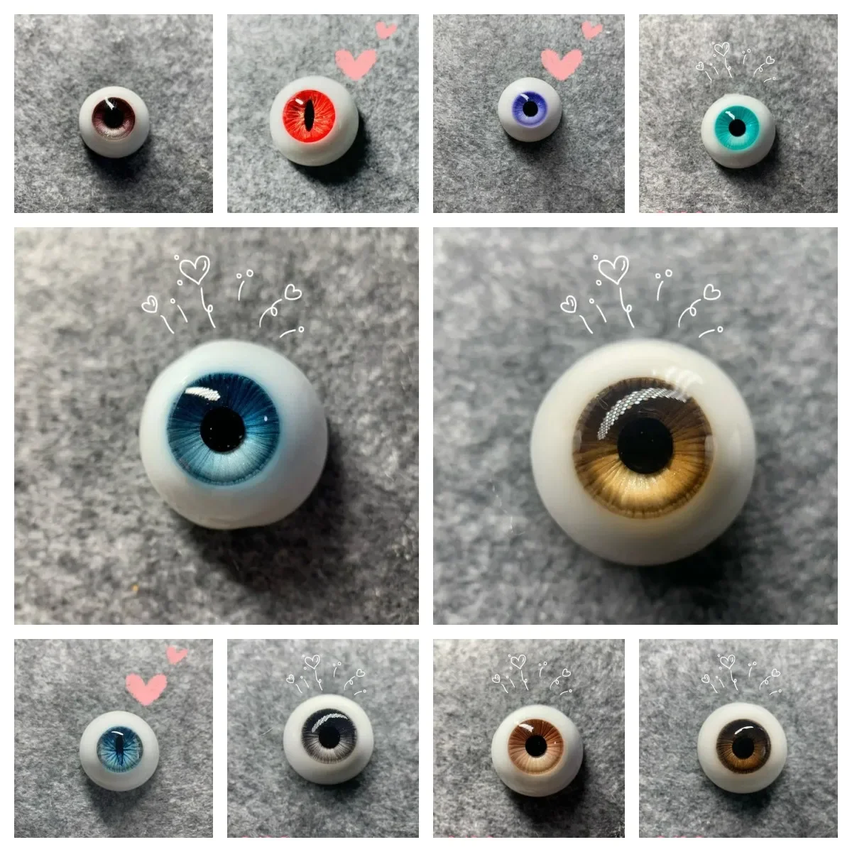 8/10/12/14/16/18/20mm Doll Eyes for 1/3 1/4 Bjd Doll Ob11 Plaster Eyeball Human Realistic Stereoscopic Girl Toy Doll Accessories