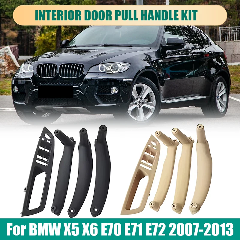 

LHD RHD High Quality 4PCS Set Inteior Door Pull Handle Kit Replacement Parts For BMW X5 X6 E70 E71 2007-2013