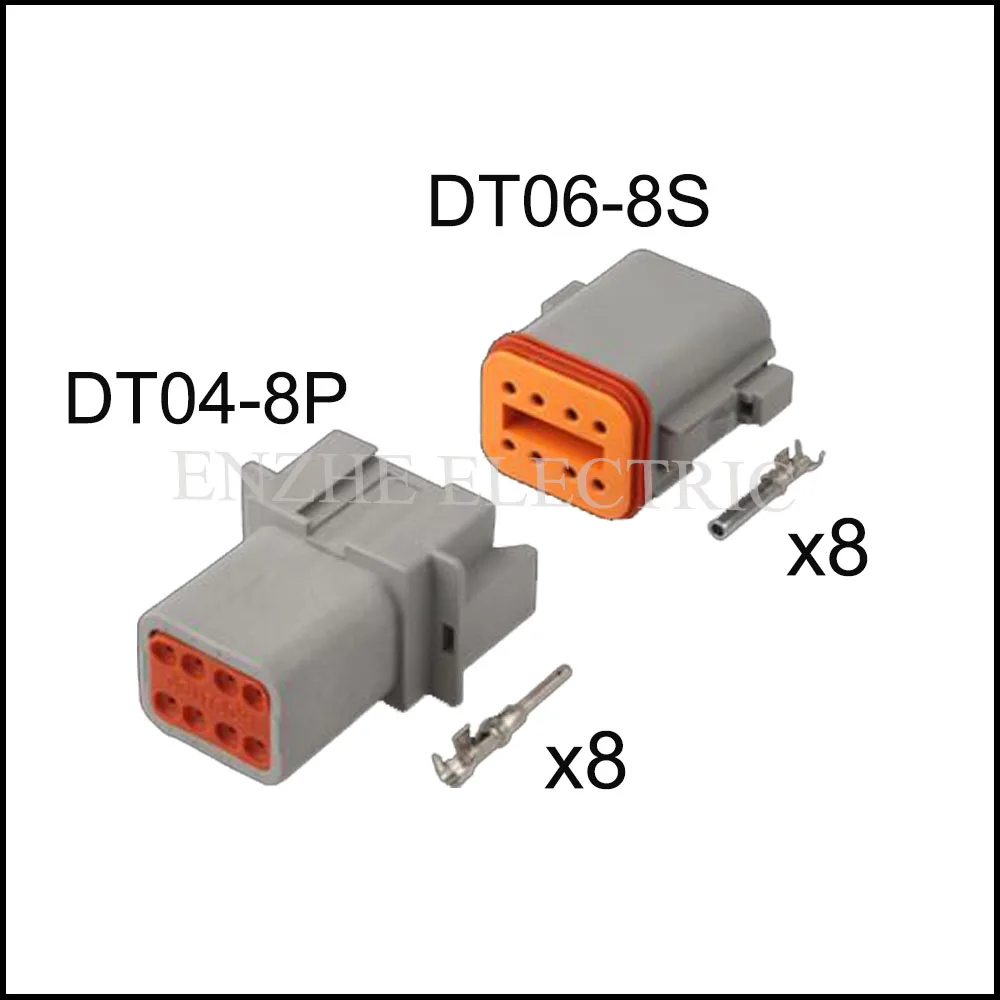 

100Set DT06-8S DT04-8P automotive Waterproof male female wire connector terminal plug 8 pin socket