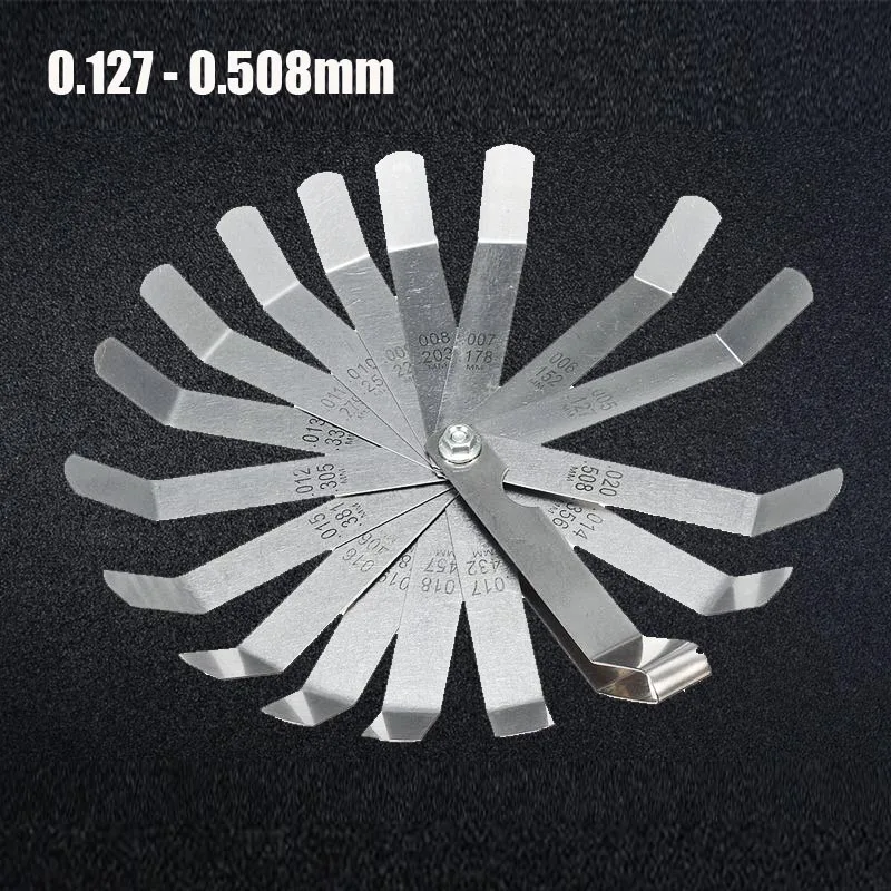 16 Blades Feeler Gauge Metric Gap Filler 0.127-0.508mm Gage Measurment Tool For Engine Valve Adjustment