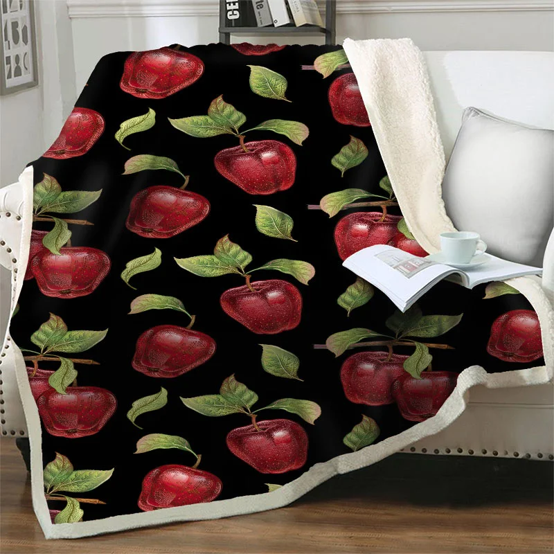 

3D Cherry Pattern Plush Throw Blanket Kids Soft Flannel Fleece Blankets for Beds Couch Sofa Bedroom Living Room Quilts Nap Cover