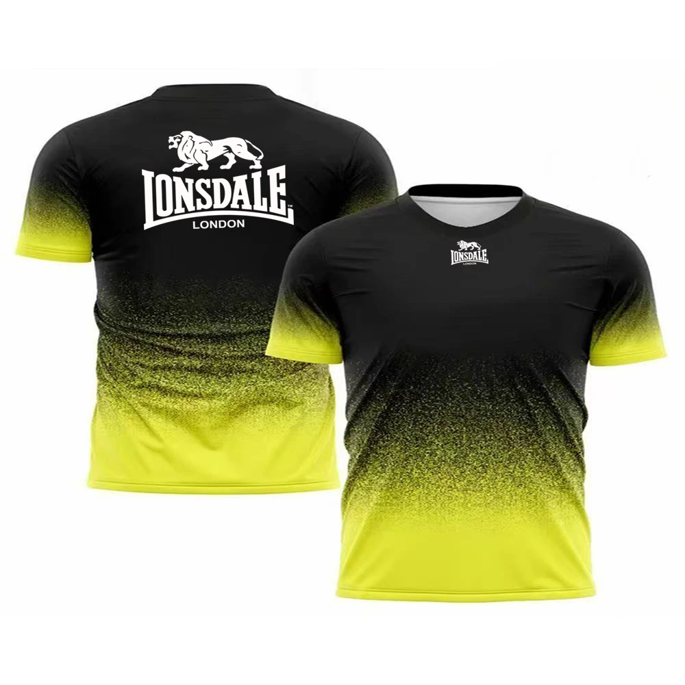 Summer slimming training sportswear LONSDALE 3D printed round neck T-shirt short sleeved competition custom loose quick drying