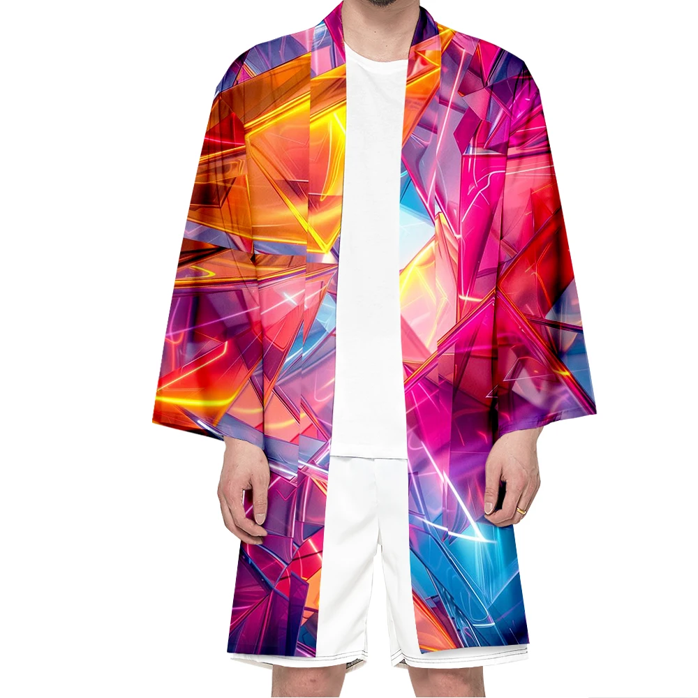 

Men Japanese Long Kimono Psychedelic Cardigan Samurai Costume Kimono Cosplay Women Kimonos Casual Shirt Yukata Fashion Jacket