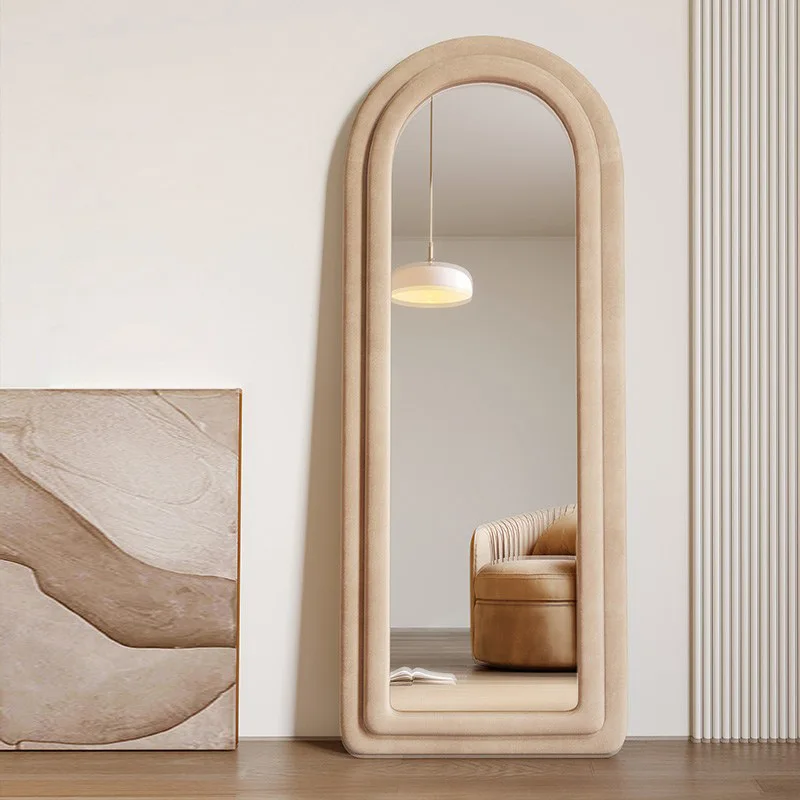 Full-length mirror home full-length mirror wall-mounted girl bedroom living room Internet celebrity retro French arch fitting view 3