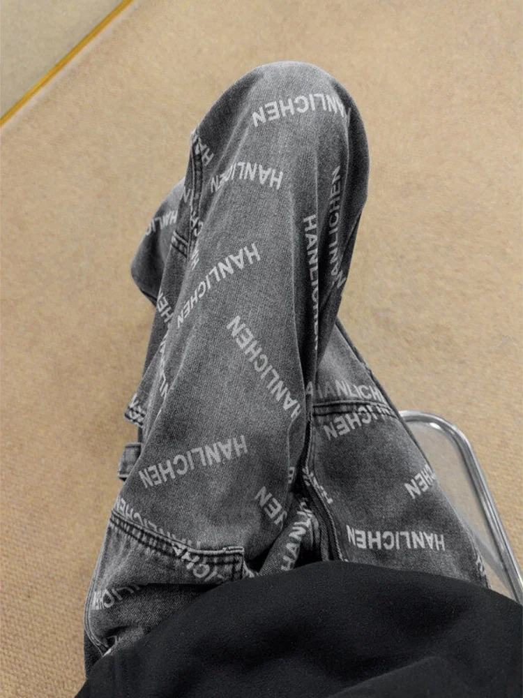 

American Sle Loose Fit Men's Jeans High Street k Wa Straight Leg Workwear Trousers Trendy Youth Casual Cotton Denim