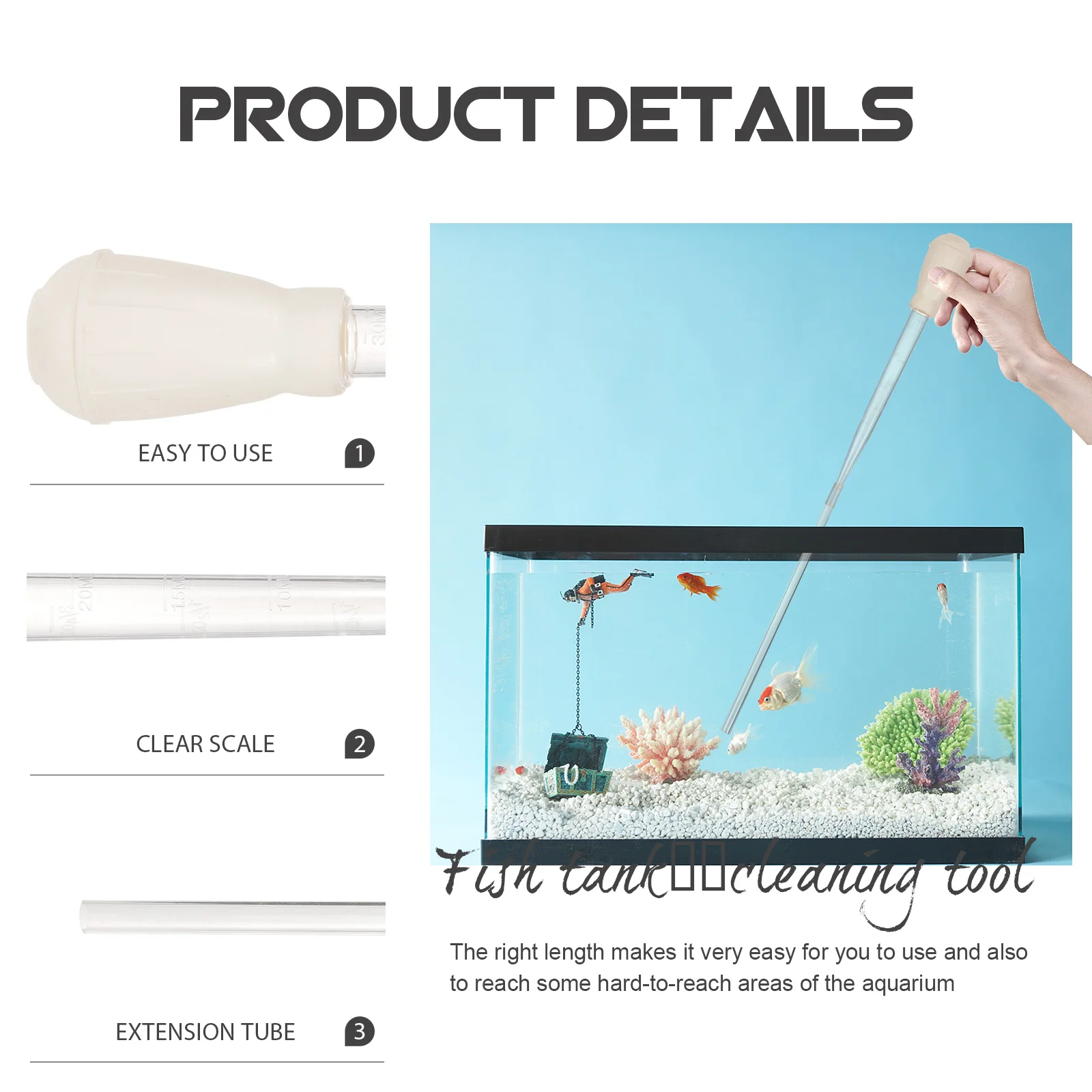 

1 Set Of Fish Tank Siphon Cleaner Gravel Vacuum Manual Aquarium Water Changer Sand Cleaning Tool Portable Reusable Practical