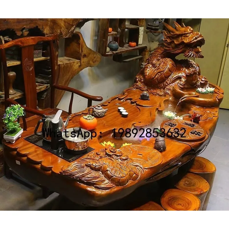 

XL Новый китайский стиль для дома, чайный столик из цельного дерева, резьба по дереву, чайный столик, чайный столик, натуральное дерево, гостиная, балкон