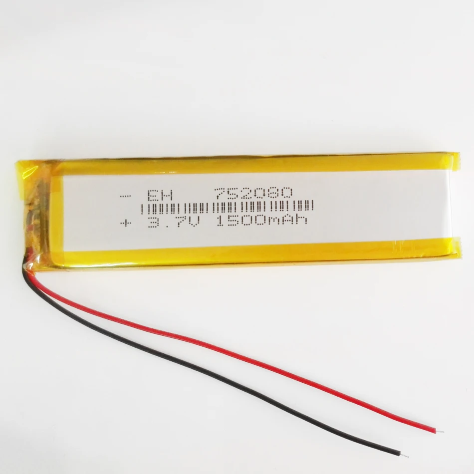 bateria recarregável Lipo de polímero de lítio 3.7V 1500mAh 752080   Para e-book celular power bank dvd tablet pc gravador de condução