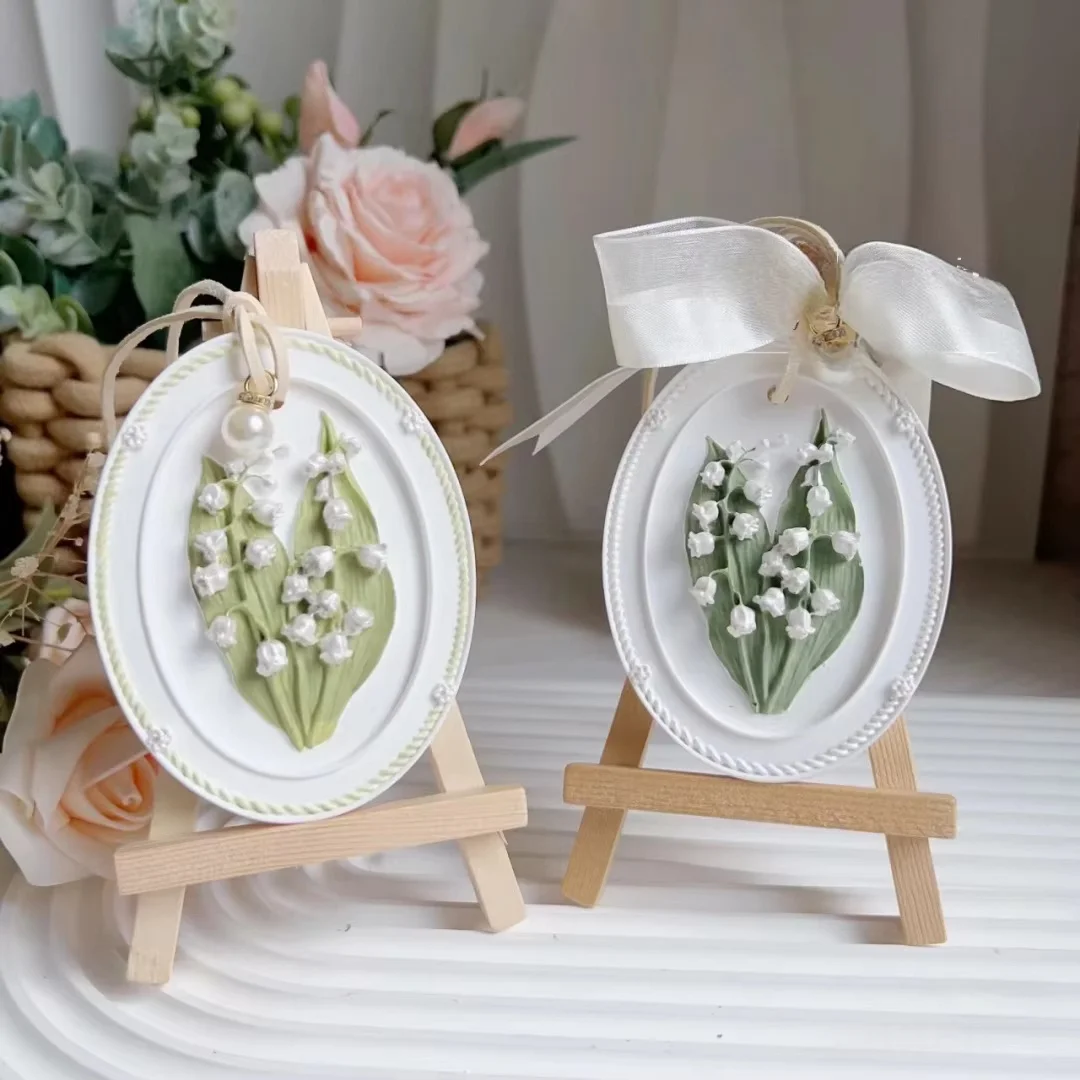 Oval Flower Listing Aromatherapy Gypsum Hanging Silicone Mold Plaster Crafts Tag Epoxy Resin Wax Sheet Mould