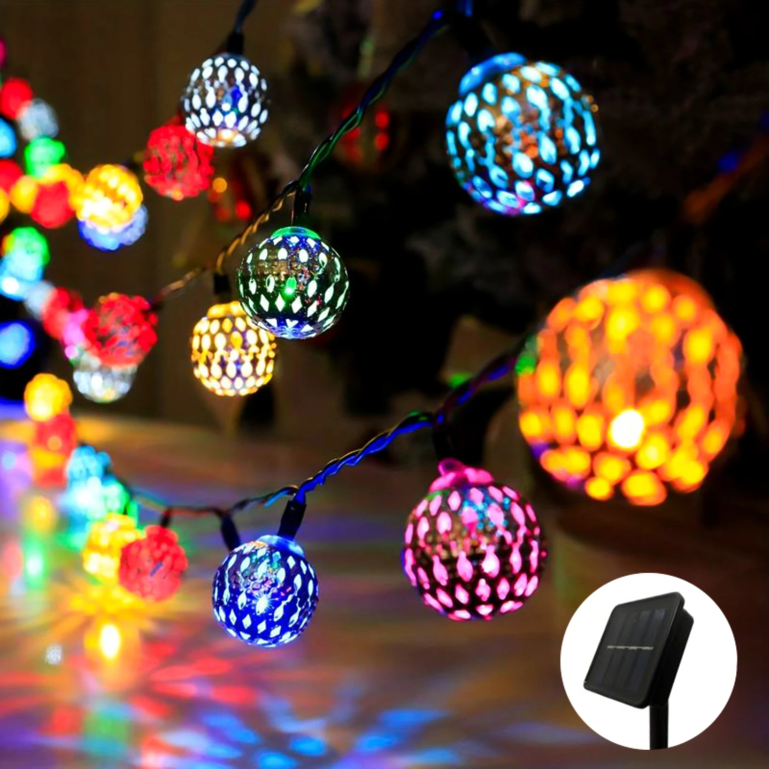 

New Stylish and Beautiful Moroccan Ball Solar String Lights for Outdoor Garden Yard Decor - Perfect for Wedding Party Birthday -